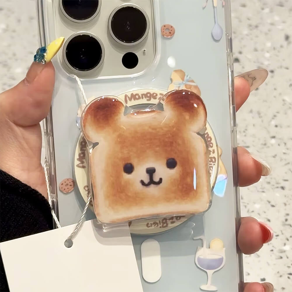 kawaii bear toast phone grip boogzel clothing