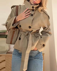 khaki belted trench jacket boogzel clothing