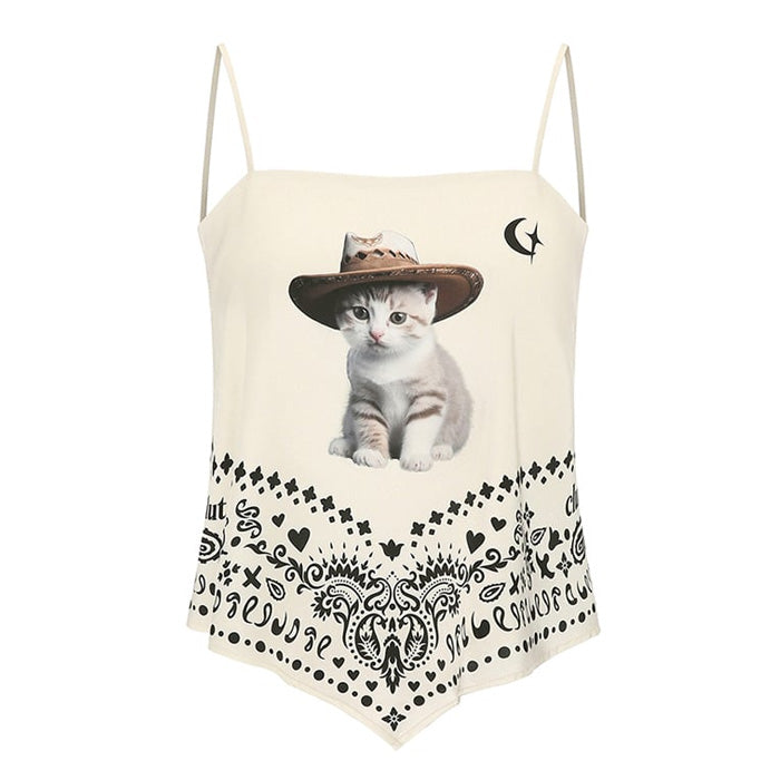 kitty print bandana top boogzel clothing