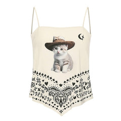 kitty print bandana top boogzel clothing