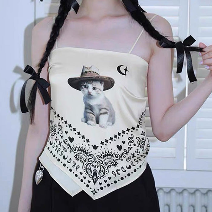 kitty print bandana top boogzel clothing
