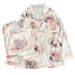 kitty satin pajama set boogzel clothing