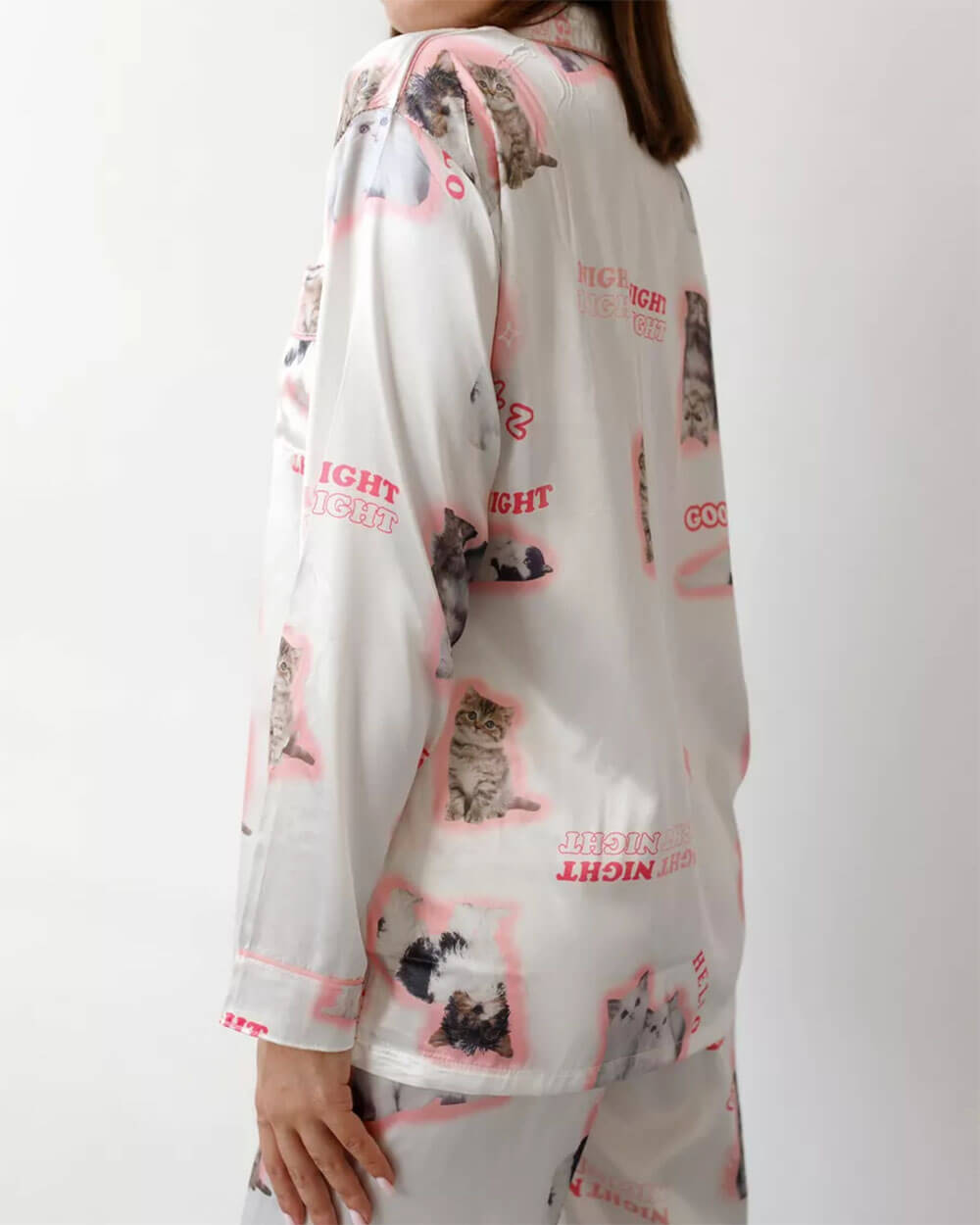 kitty satin pajama set boogzel clothing