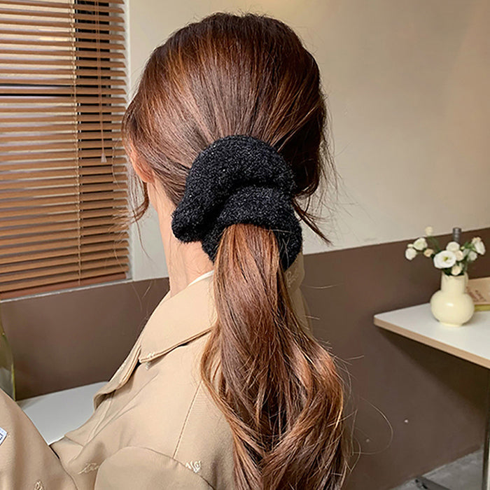 black fluffy scrunchie boogzel clothing