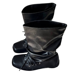 lace up slouch boots boogzel clothing