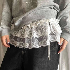 lace layered mini skirt belt boogzel clothing