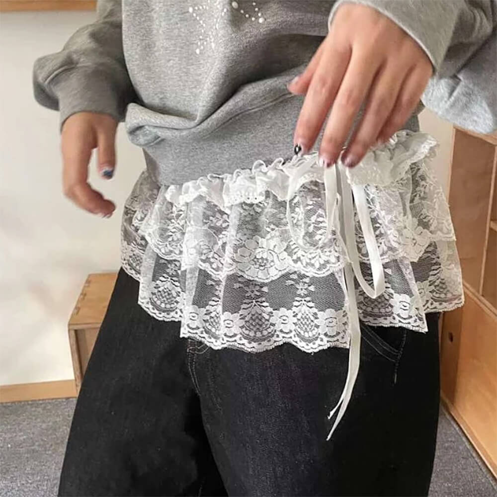 lace layered mini skirt belt boogzel clothing