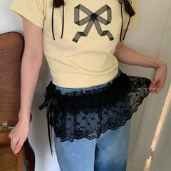 lace layered mini skirt belt boogzel clothing