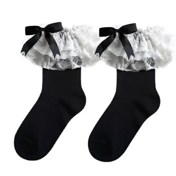 lace ruffle bow socks boogzel clothing