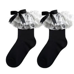 lace ruffle bow socks boogzel clothing