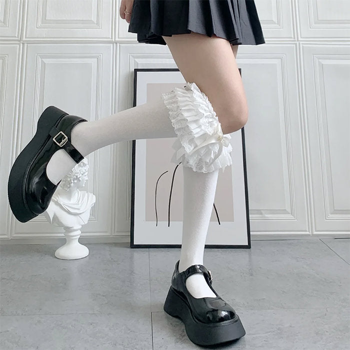 lace ruffle bow socks boogzel clothing