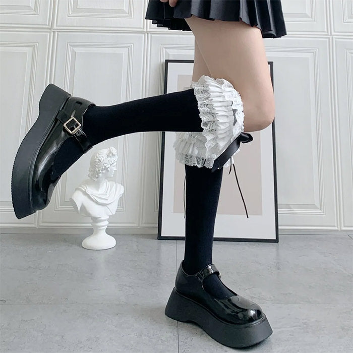 lace ruffle bow socks boogzel clothing