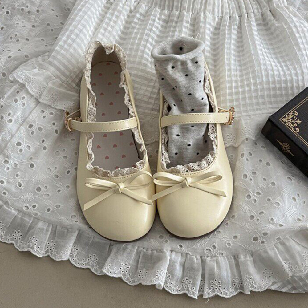 lace trim mary jane flats boogzel clothing
