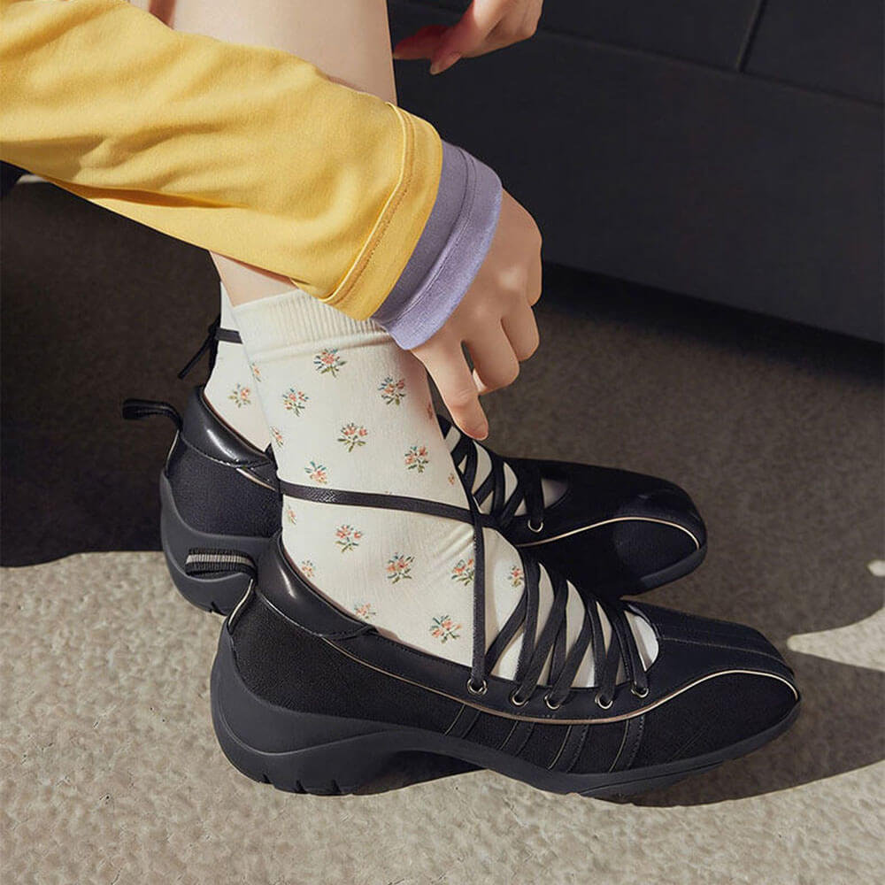 lace up ballet heeled sneakers boogzel clothing