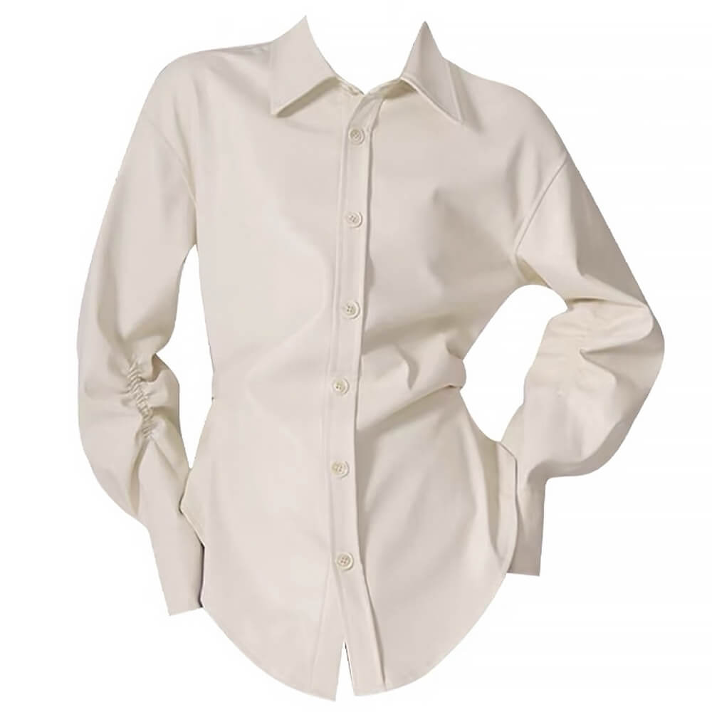 latte cream vegan leather shirt boogzel clothing