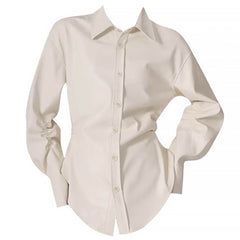 latte cream vegan leather shirt boogzel clothing