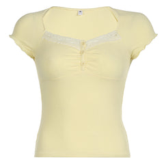 lemon sorbet ribbed lace top boogzel clothing