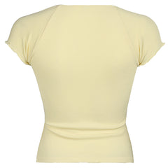 lemon sorbet ribbed lace top boogzel clothing
