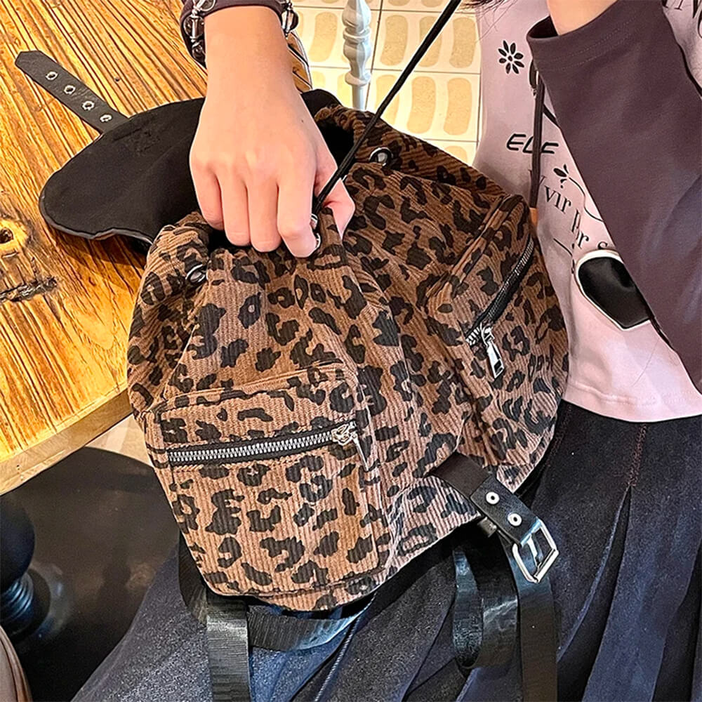 leopard mini backpack boogzel clothing