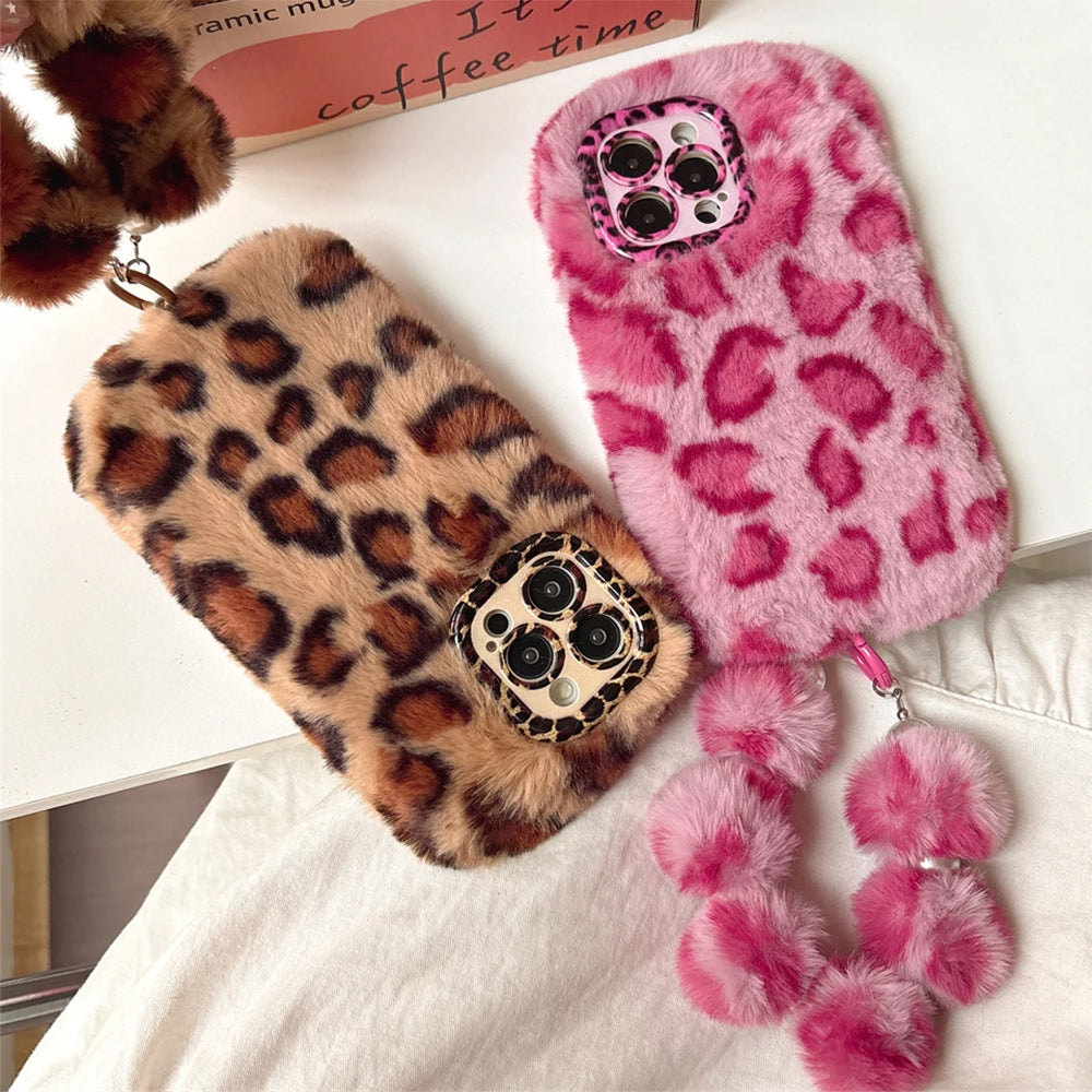 leopard fluffy iphone case boogzel clothing