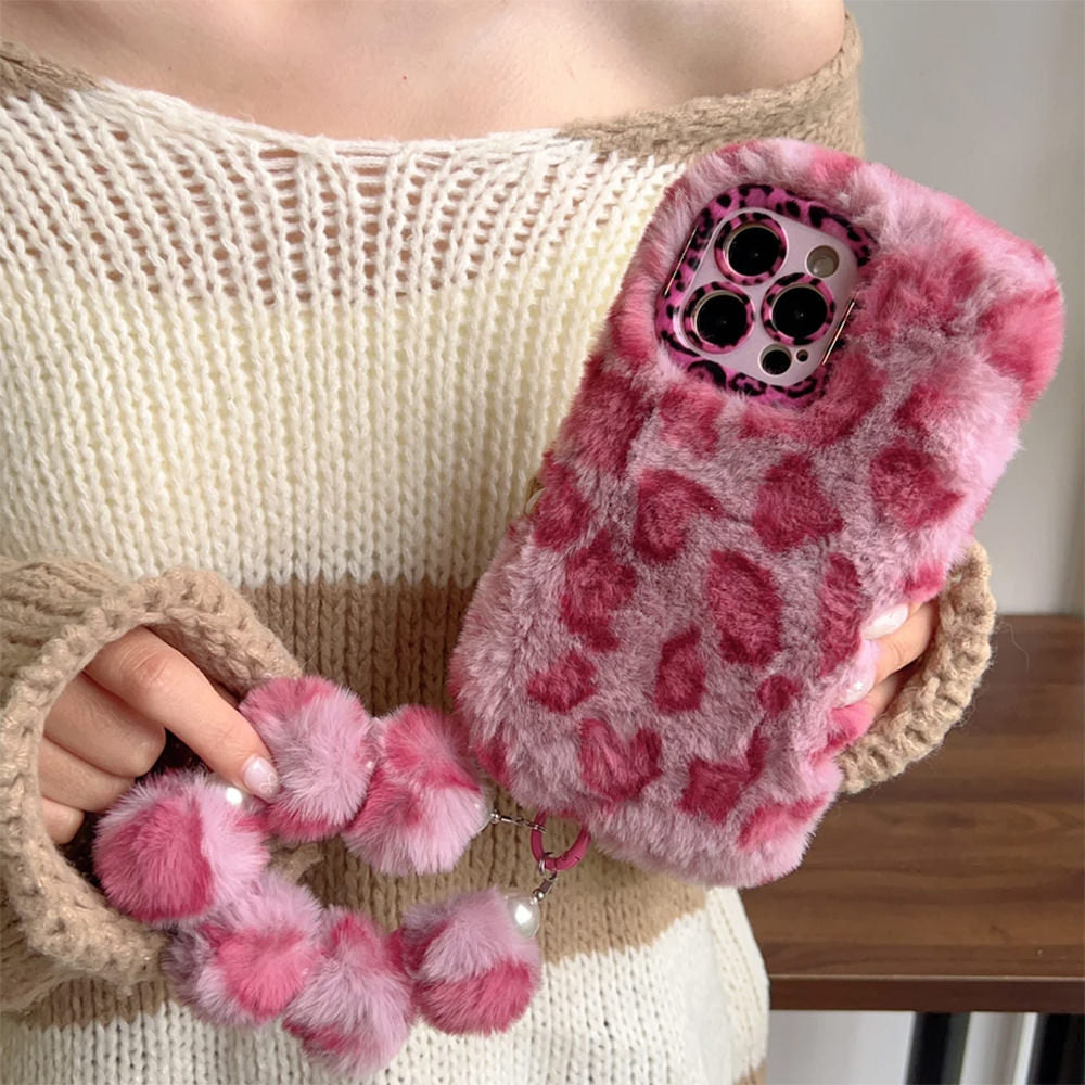 leopard fluffy iphone case boogzel clothing
