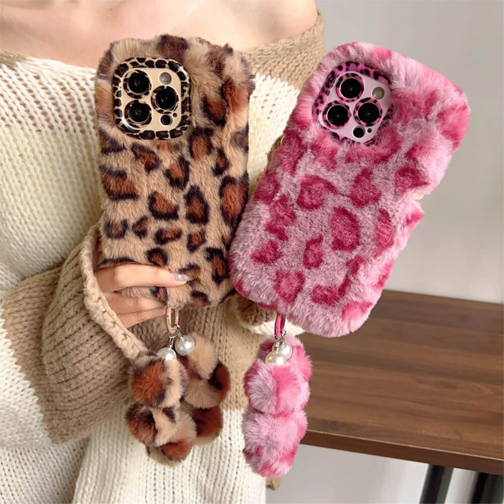 leopard fluffy iphone case boogzel clothing