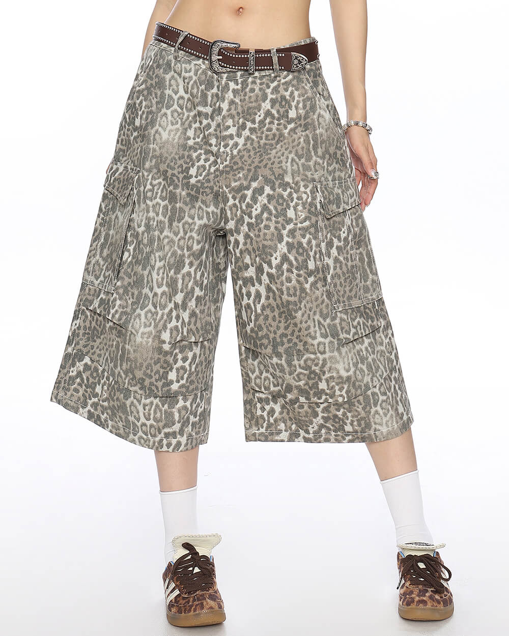 leopard print cargo shorts boogzel clothing