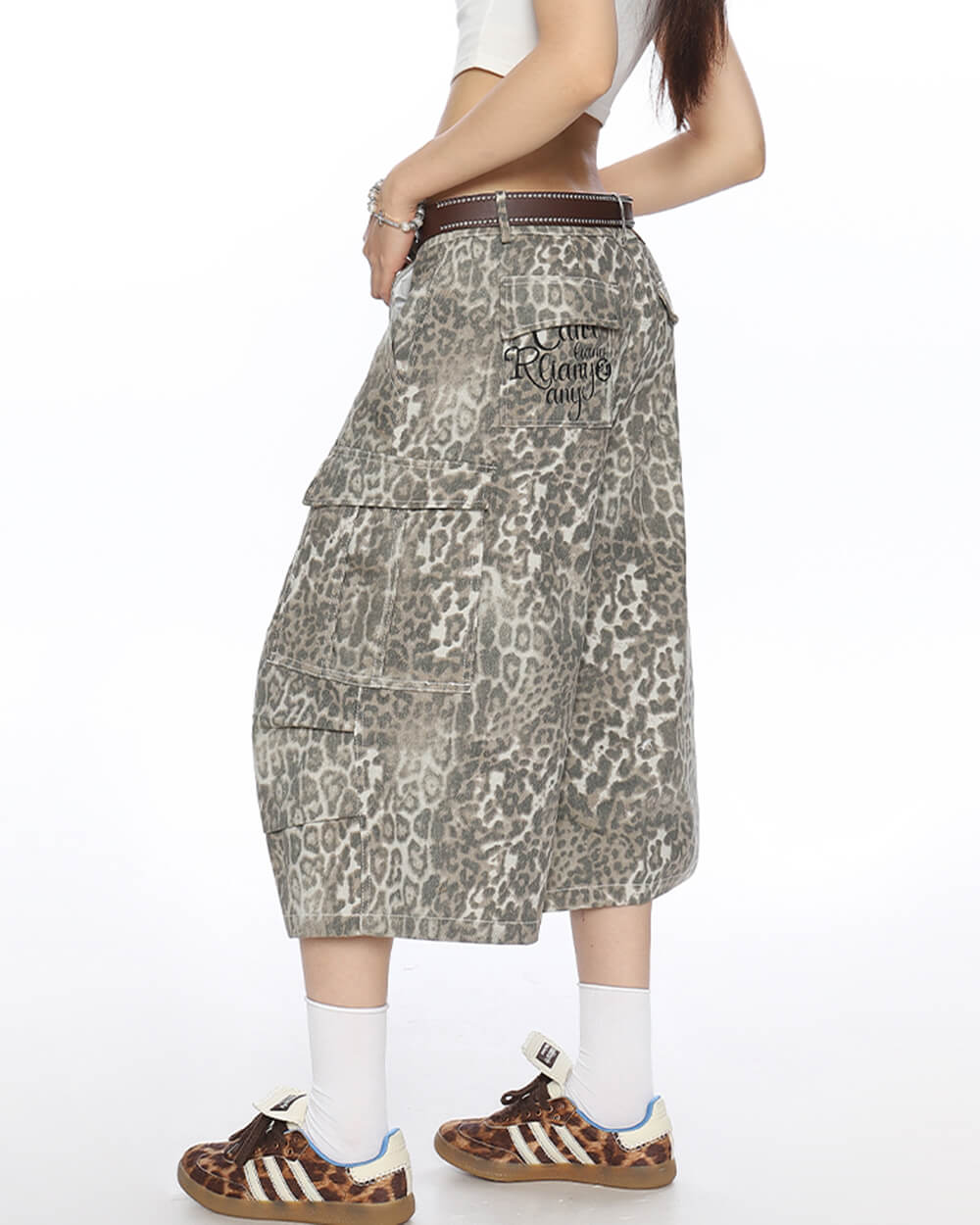 leopard print cargo shorts boogzel clothing