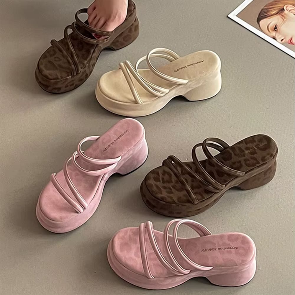 leopard print open toe sandals boogzel clothing