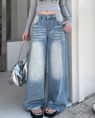 light blue washed wide leg jeans boogzel clothing