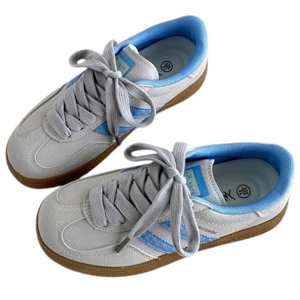 light grey and blue stripe sneakers boogzel clothing