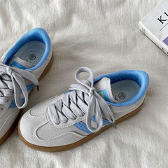 light grey and blue stripe sneakers boogzel clothing