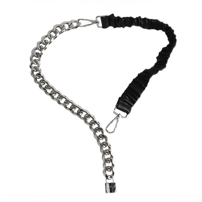 lock pendant leather chain belt boogzel clothing