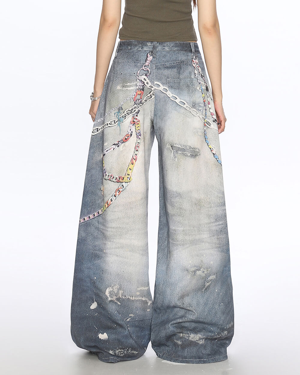 loose fit chain print jeans boogzel clothing