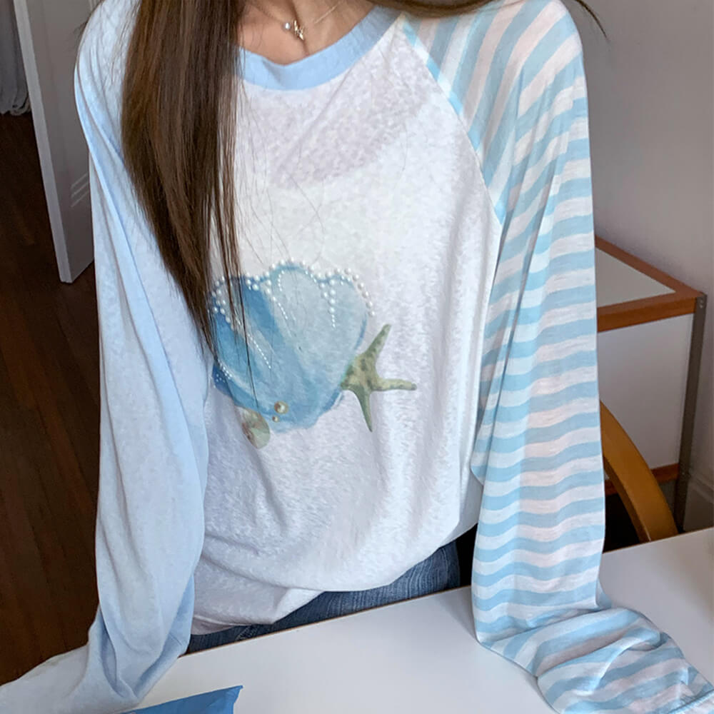 mermaidcore graphic long sleeve top boogzel clothing