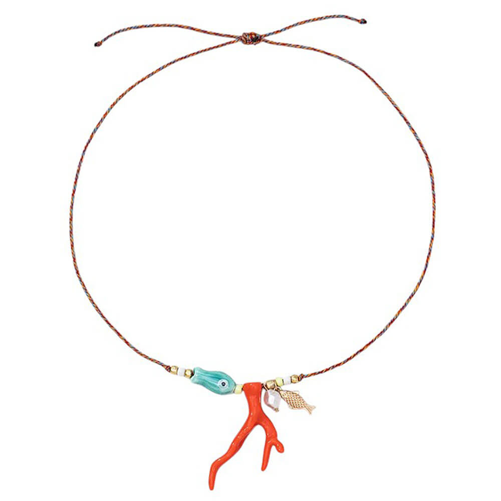 mermaidcore fish and coral necklace boogzel clothing