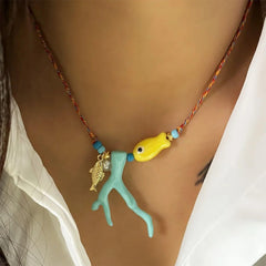 mermaidcore fish and coral necklace boogzel clothing