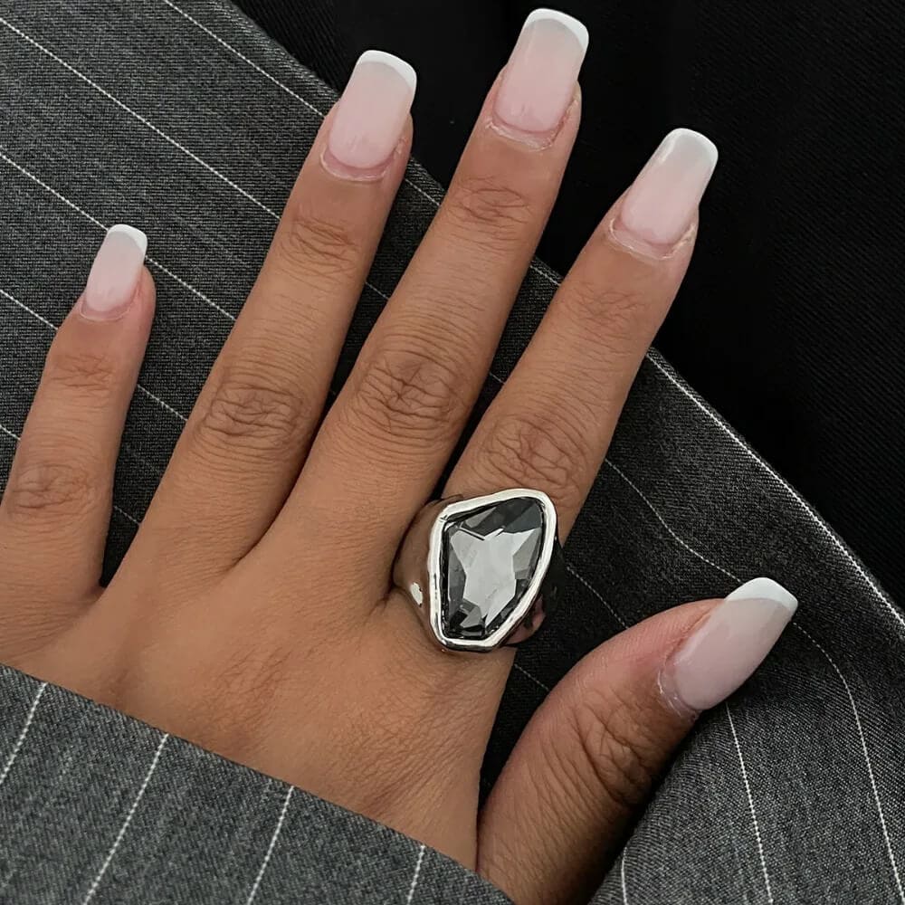 minimalist aesthetic silver ring set boogzel clothing