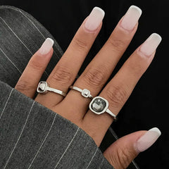 minimalist aesthetic silver ring set boogzel clothing