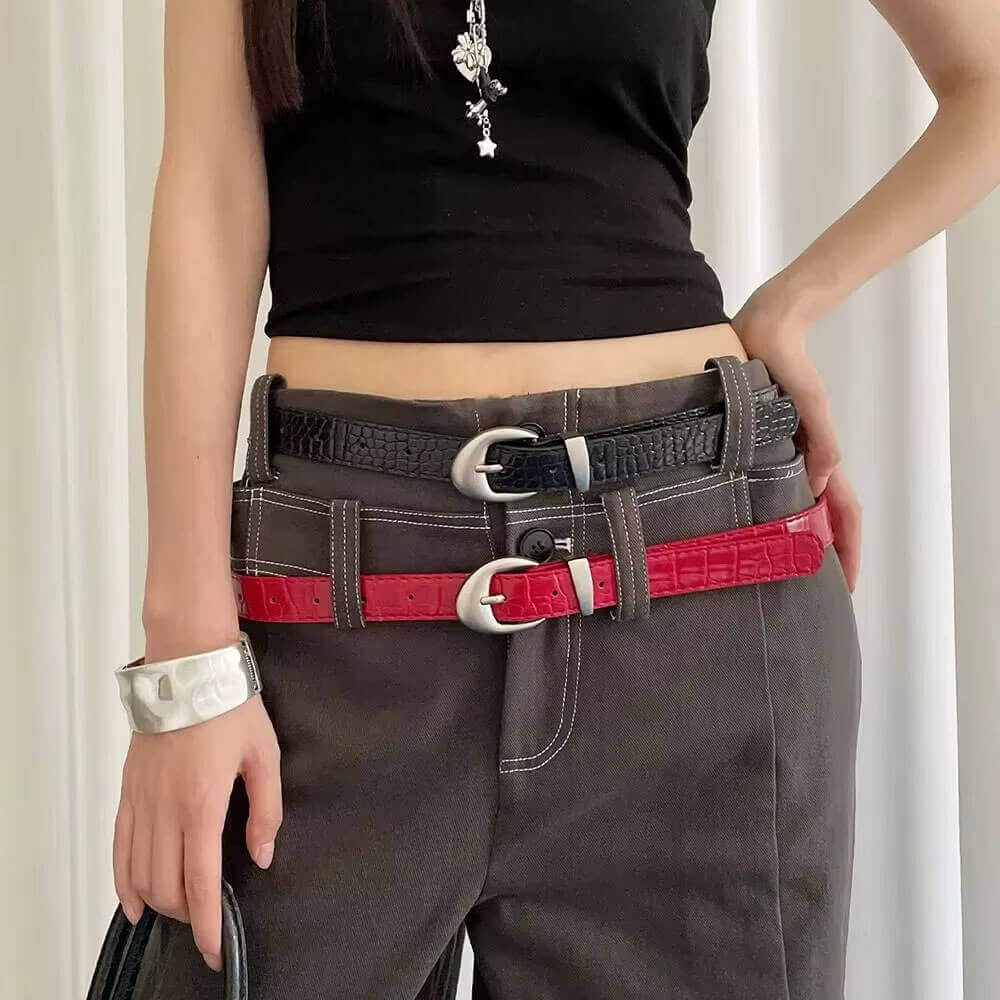 minimalist aesthetic croc pattern belt boogzel clothing