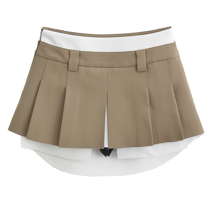 beige mini pleated skirt boogzel clothing