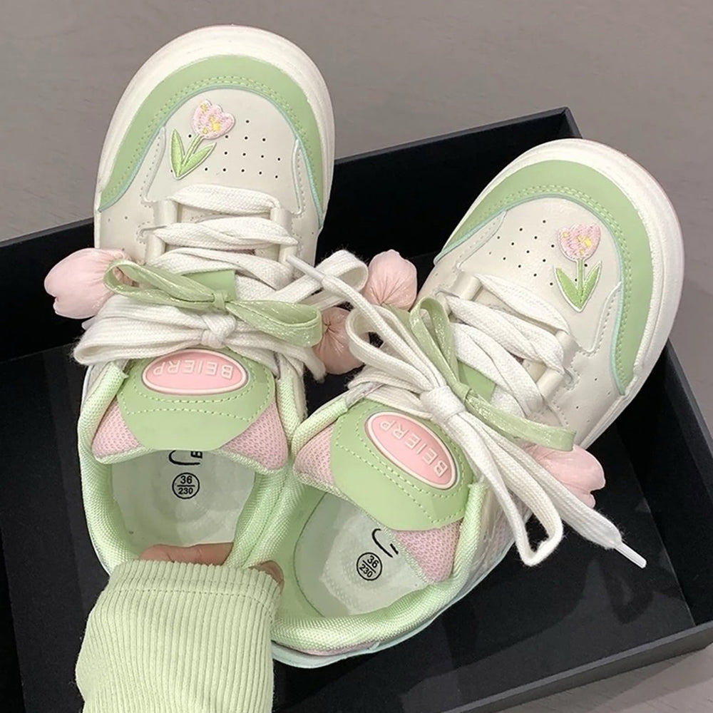 mint green tulip sneakers boogzel clothing