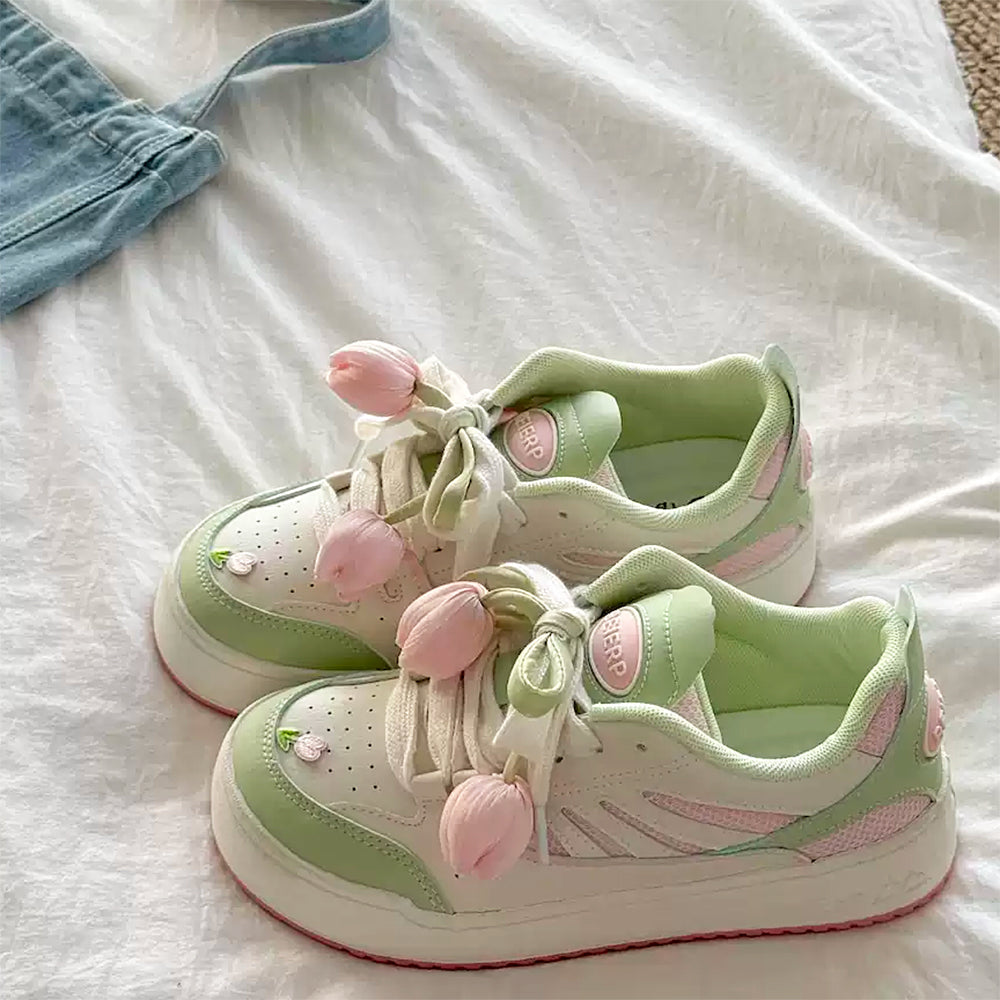 mint green tulip sneakers boogzel clothing