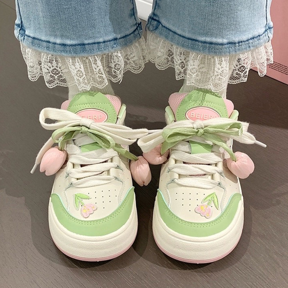 mint green tulip sneakers boogzel clothing