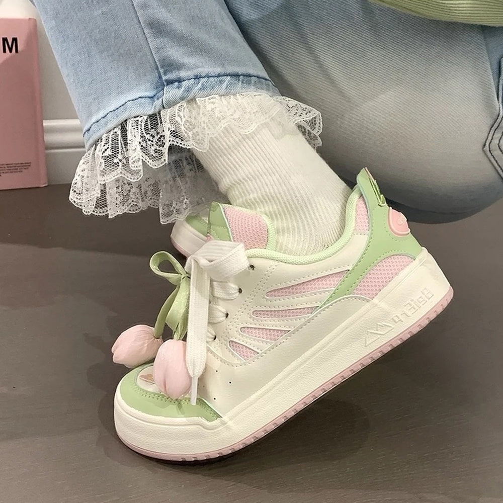mint green tulip sneakers boogzel clothing