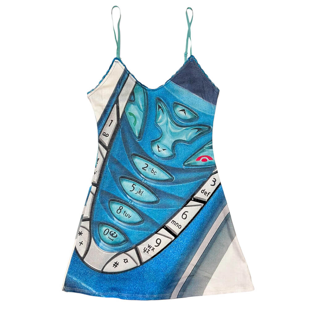 mobile phone print y2k mini dress boogzel clothing