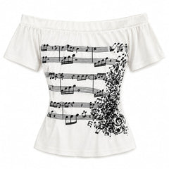 music note off shoulder t-shirt boogzel clothing