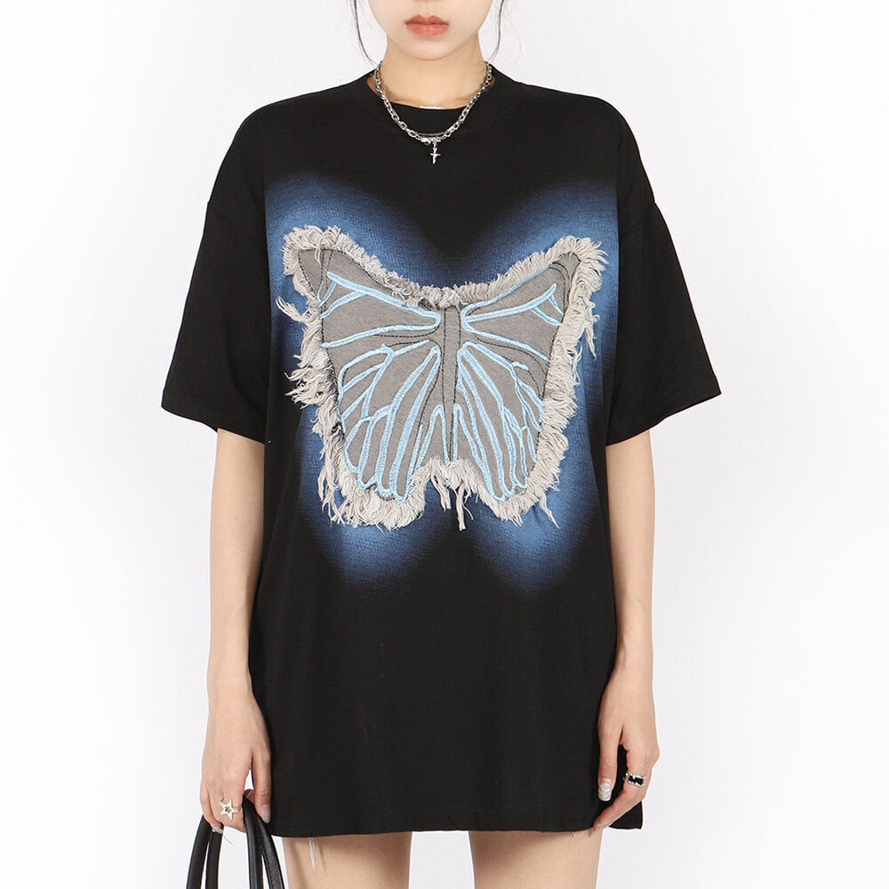 neon butterfly oversized t-shirt boogzel clothing