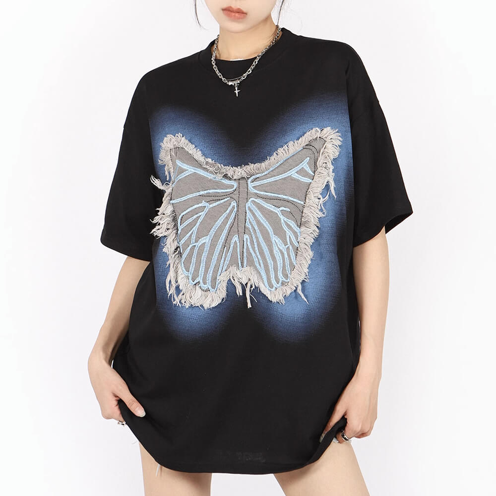 neon butterfly oversized t-shirt boogzel clothing