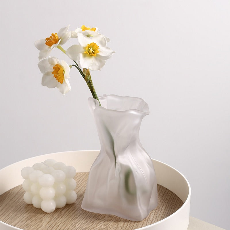 Crumpled Paper Glass Flower Vase boogzel clothing